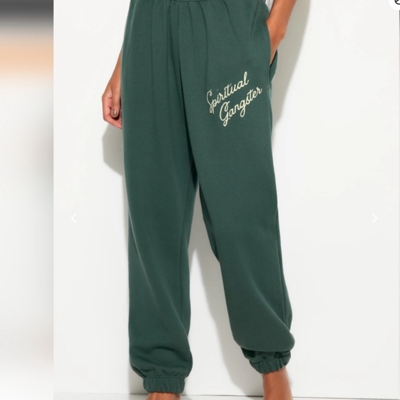 Spiritual Gangster Insignia Portia Sweatpants Hunter Green Medium NWT - Picture 2 of 5